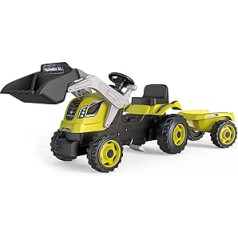 Smoby - Tractor Farmer Max + Trailer - Backhoe Loader for Children - Adjustable Seat - Steering Wheel with Horn