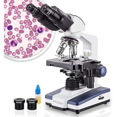 Amscope 40x-2500X Digitales Binokular Compound Mikroskop ar mehreren Objektiven x/y Krueztisch Labormikroskop Abbe-Kondensator ar Irisblende