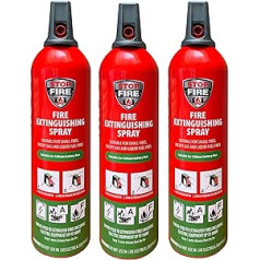 IWH 440283 3 x 750 ml for Solid Fuels, Oils and Lithium Batteries, Fire Extinguishing Spray, Red