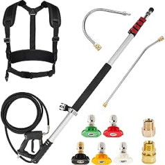 M MINGLE Telescopic Pressure Washer Wand 6M Aluminum High Performance Cleaning Wand Telescopic Spray Wand with 2 Extension Rods, 5 Spray Nozzle Tips, 2 Couplings and Support Strap, 4000 PSI