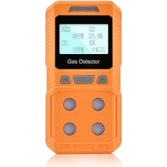 HITBOX HT New Gas Detector Portable Gas Detector Bottle Level Tester Detects 4 Gases: EX/CO/H2S/O2 with LED Gas Warning Indicator, Powered and Ready to Use with European Charger (Orange