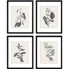 ArtbyHannah 4 x Botanical Leaves Wall Art Ierāmēts