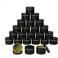 24 x 5oz Candle Tin Jar Candle Making Jars - Available in Silver, Black, Gold (Black)