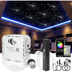 CHINLY Bluetooth Meteor 32 W Sparkle RGBW App LED optiskās šķiedras zvaigžņu griestu apgaismojuma komplekts App jaukts 1008 gabali x 5 m + 10 kristāli stikla šķiedra + mājām/auto