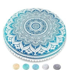 Mandala Life ART Böhmischer runder Kissenbezug - 75 cm - Akzentartikel für Ihr Wohnzimmer, Schlafzimmer, Sitzbereich - Bodenkissenbezug