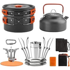 Lixada Camping Cookware Set Outdoor Crockery Kit with Stove Pot Pan Cup Fork Spoon Kettle for Camping Hiking Backpack Picnic