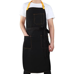 roycozy Schwarze Kochschürze für Männer, Grillgeschenke, Kochschürze für Küche, verstellbare wasserdichte Schürze für Damen, mit Taschen