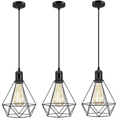 Biqing Vintage piekaramā vieglā rūpnieciskā piekaramā lampa korpusa Retro piekaramā lampa ar E27 ligzdu virtuvei, bāram, viesistabai