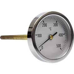 TERMOMED Stove Thermometer for Wood Burning Burners, Scale from 0 to 500 ºC, with Sheath or 30 cm Diameter 6.5 cm