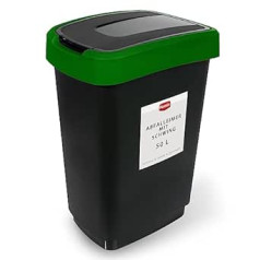 Hastic Rubbish Bin with Swing Lid - 50 L Bin with Lid - Swing Lid 50 L - Swing Lid Bin 50 L - Plastic Waste Paper Bin with Lid