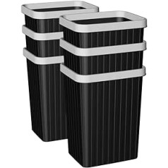 Cetomo 8.2 L x 6 Set, Waste Paper Bin, Waste Paper Bin, Rubbish Bin for Bathrooms, Kitchens, Home Offices, Dormitories, Black