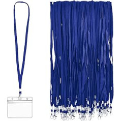 45 cm Lanyard, Pack of 200 Lanyards, Key Chain, Neck Strap, Swivel Clasp, Neck Strap with Carabiner Hook, Office Badge for ID Cards, ID Cards Keys for ID Cards (Blue)