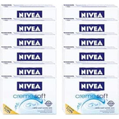 NIVEA Creme Soft krēmkrāsas ziepes, iepakojumā 12 (12 x 100 g) roku mazgāšana maigi attīra un baro jūsu ādu, roku ziepes aizsargā jūsu rokas mazgāšanas laikā