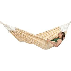 AMAZONAS Carioca XXL Hammock Gold Jacquard Lying Surface 250 x 175 cm for 2 People up to 200 kg in Natural Light Yellow Recycled Cotton Soft Very Stable Elegant Look Handwoven (Gold)