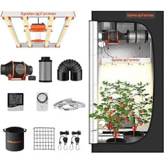 Spider Farmer Growbox pilns komplekts G3000 LED augu lampas pilna spektra aptumšojama augšanas gaismas augšanas telts komplekts 90 x 90 x 180 cm Grow Tent Grow telts ar 4 collu/10,2 cm iebūvētu kanālu ventilatoru