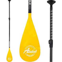 Abahub 3-Piece Carbon SUP Paddle with Paddle Bag Stand Up Telescopic Paddle 170-218 cm Carbon Shaft + Plastic Blade in Black, Grey/Blue, Orange, Red, Yellow Wave Print for SUP Board Surfboard