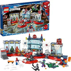 Lеgo 76175 Marvel Attack on Spider-Mans Hideaway būvniecības komplekts ar zaļo goblinu un indes figūriņām, supervaroņa rotaļlieta