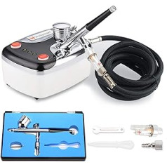 Voilamart Airbrush Compressor Kit 0.3mm 7cc Airbrush Gun Airbrush Tool Suitable for Makeup Art Painting Tattoo Decoration Cake Nails