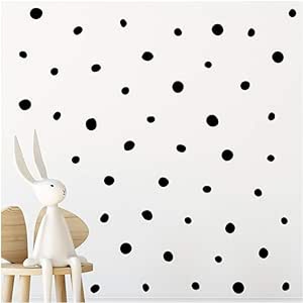 StickerDeen | Doodle Dots Pattern Mural Style Forma Apdares Noņemama Bērnudārza Sienas Māksla Logu Mēbeles Vinila Uzlīmes Dāvana | (216 gabali) (melns)