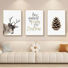 Trayosin Premium plakātu komplekts, Ziemas sniega ainavas attēls, Audekla gleznošana, Sienas mākslas plakāts un druka moderniem sienas attēliem, Mājas dekors, Ziemassvētku noformējums (50 x 70 cm)
