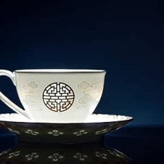 AICYAN Golden Moon tējas krūze un apakštase, tējas un kapučīno krūzes, dāvana kādam, kuru mīlat