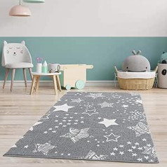 carpet city Children's Rug – Stars Starry Sky 140 x 200 cm Grey – Children's Room Rug Modern