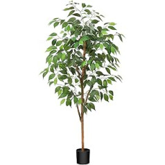 Fopamtri Artificial Plants Large 120 cm Ficus Benjamina Artificial Plant with Natural Wood Trunk Indoor Plant Artificial Tree in Pot for Home Office Balcony Decoration (Pack of 1)