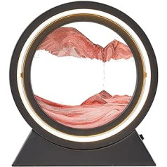 MENAYODA Sand Pictures for Rotating, 3D Flowing Sand Art with LED Night Light, 10 Inch Movable Sand Art Picture, Dynamic Sand Picture, Round Glass Frame for Office, Living Room, Desktop Decoration