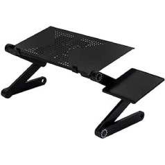 ANAGRE Laptop Stand, Ergonomic Notebook Holder, Laptop Table, Breakfast Tray, Laptop Tray, Reading Laptop Stand, Foldable with Air Grooves, Fold-Out Levels, Aluminium, Black