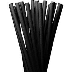 LAGETTO Jumbo Paper Drinking Straws XXL 8 x 250 mm - Bulk Pack of 1500 Black - Cocktail Straws Paper Straws Paper Drinking Straws