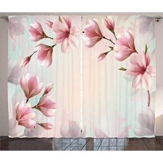 ABAKUHAUS Magnolia Rustic Curtain, Double Exposure Effect, Living Room Universal Tape Curtains with Tabs and Hooks, 280 x 245 cm, Dark Coral