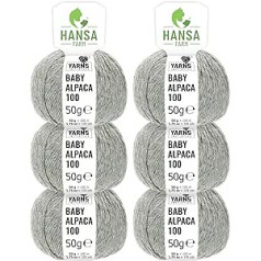 100% Baby Alpakas vilna 50+ krāsās (bez skrāpējumiem) - 300 g komplekts (6 x 50 g) - mīksta Alpakas vilna adīšanai un tamborēšanai 6 izmēros Hansa-Farm