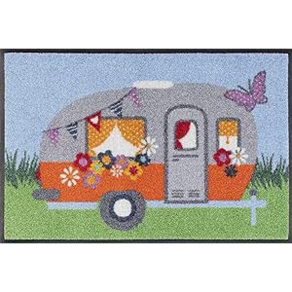 mazgāt+žāvēšana Happy Camping durvju paklājiņš 40 x 60 cm Mazgājams lietošanai iekštelpās un ārā