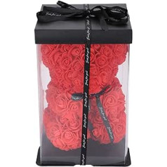 AUNMAS Rose Flower Bear, Rose Flower Bear, Home Decoration, Gift Box for Anniversary, Birthday, Wedding, Valentine's Day, Red