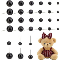 PandaHall Elite - Approx 206pcs Black Plush Eyes 6 Sizes Safety Plastic Eyes Craft Ball Eyes with Needle for Felt Bear