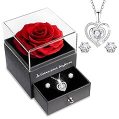 Sunia Love Wife & Girlfriend & Mum & Grandma, True Eternal Rose I Love You Forever with Heart Necklace for Birthday, Christmas, Valentine's Day, Mother's Day