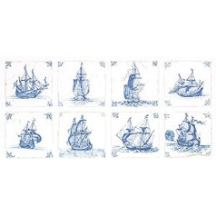 Thea Gouverneur Kreuzstich-Set, 59,9 x 29,5 cm, holländische Fliesen, Delft Blue Aida (18 Count)