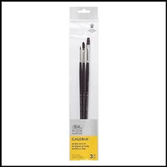 Winsor & Newton 5790610 Galeria Acrylic Brush Set, Made of Synthetic Fibres, Ideal Control for Thicker Paint Applications, Set of 3