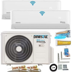 9000 + 12000 BTU Quick-Connect ECO Smart Inverter MultiSplit gaisa kondicionieris Ļoti kluss ar pašattīrīšanu / WiFi / Super jonizatoru / Follow Me pilns komplekts, ieskaitot kabeļus un sildīšanas funkciju