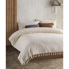 BOHORIA® Premium gultas pārklājs XXL Tulum | 100% kokvilna | Oeko-Tex® | Bed Throw Apgriežamā sega Dīvāna sega ar rakstu | Īpaši liels 200 x 230 cm (200 x 230 cm, dabīgā kokvilna)