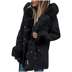 Cubinest Winter Coat Women's Long Warm Lined Fur Hood Autumn Long Plush Coat Outdoor Jacket Warm Plush Down Jacket Parka Teddy Lined Winter Large Sizes Winter Parka Fleece Jacket 6