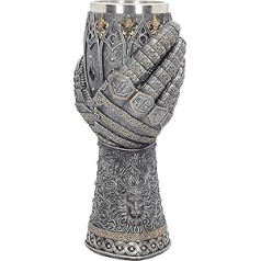 Nemesis Now Lionheart Gauntlet Chalice, 25 cm, sudraba sveķi ar nerūsējošā tērauda ieliktni, viens izmērs