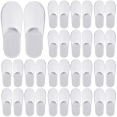 Hestya 36 Pairs Spa Slippers Multipack Disposable Shoes for Guests Hotel Slippers Made of Velvet White Guest Shoes with Closed Toe for Women Men Girls Party Travel Home Use, White