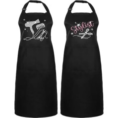 Auidy_6TXD 2 Pieces Hair Stylist Apron, Classic Rhinestone Hair Salon Apron with Three Pockets, Adjustable Hairdressing Aprons, Waterproof Cosmetic Apron for Hairdressers, Hairdressers, Hair Cutting