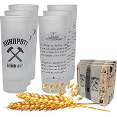 3forCologne Shot Glass 6,5 cl | Komplektā 6 | Ruhrpott Hammer and Mallet | Šotu brilles, tekila, degvīns, augļi, grappa, dāvanu iepakojumā | Izstrādāts Vācijā