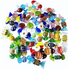 Pack of 24 Vintage Murano Style Various Glass Sweets Candy Ornament for Home Party Wedding Christmas Xmas Festival Decorations Gift