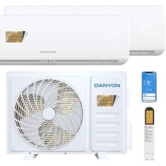 Danyon Multisplit gaisa kondicionieris Split Duo — 18000 BTU — 5,1 kW, ļoti klusa, viedā māja, invertora gaisa kondicionieris ar sildīšanas funkciju, dalīta ierīce, kas iepriekš piepildīta ar R32 aukstumnesēju, taimeris, ar 2