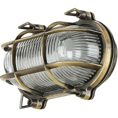 Licht-Erlebnisse āra sienas gaismas misiņa stikls antīkā IP64 dārza balkona Augstums: 13 cm E27 Maks. 18 W Nostalgic Maritime Outdoor Light House Skiathos