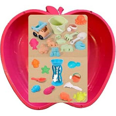 Sandbox In Apple Shape XL In 4 Colours! Paddling Pool Sand Shell (1 x Pink + 24-Piece Organic Set)