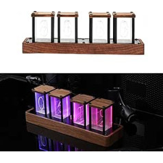 kyaoayo Nixie cauruļu pulkstenis, Nixie cauruļu pulkstenis ar 16 miljoniem krāsu RGB LED SE digitālais modinātājs Nixie cauruļu pulksteņa simulācija vintage galda pulksteņi rakstāmgalda rotājuma dāvana